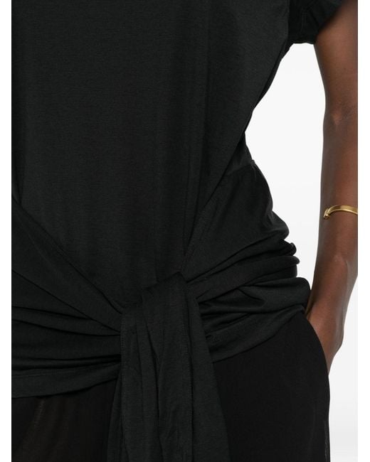 Totême  Black Cotton Blend Tie-Waist Top