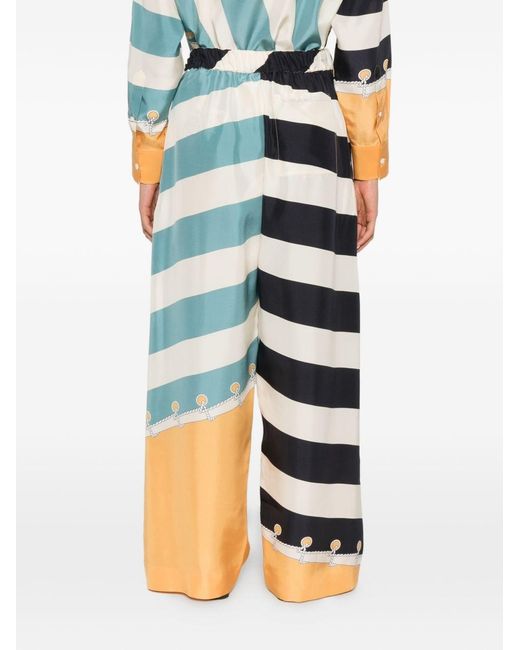 Loewe Blue Printed Silk Trousers
