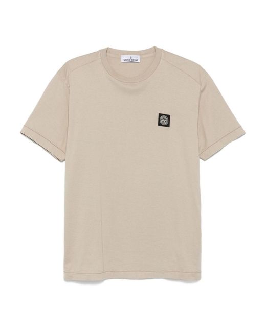 Stone Island White Compass Patch T-Shirt for men