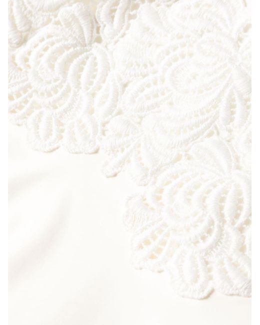 Ermanno Scervino White Floral-crochet High-cut Swimsuit
