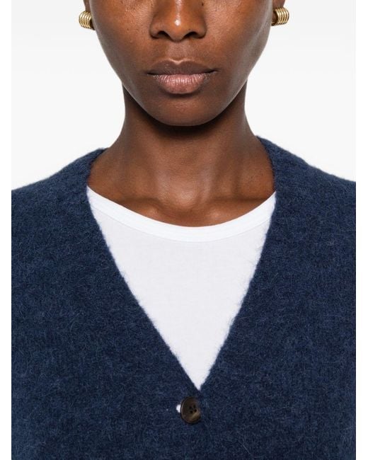 Base London Blue Wool V-Necked Cardigan