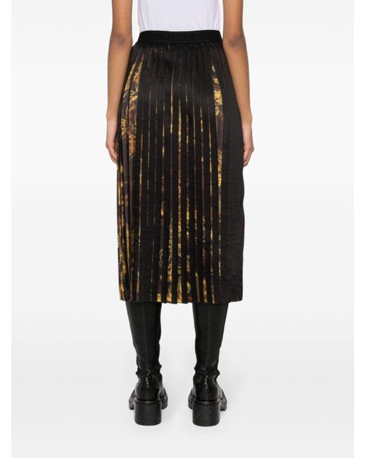 Versace Black Watercolour Couture Pleated Midi Skirt
