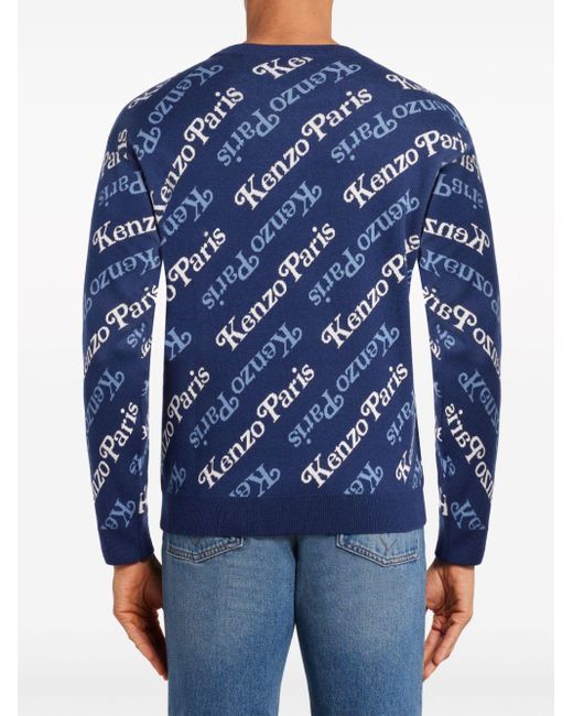 Kenzo By Verdy Blue Allover Logo Wool Sweater for men