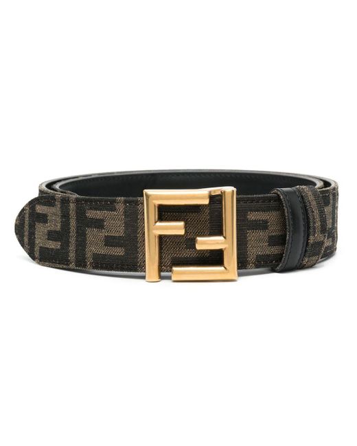Fendi Black Neutral Ff Reversible Leather Belt