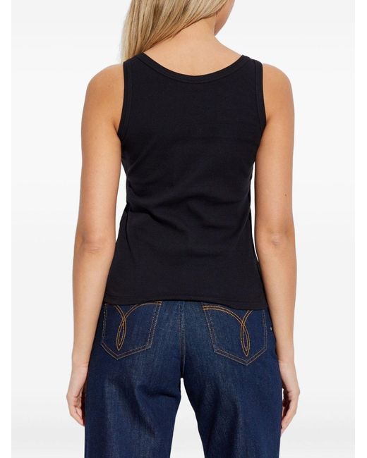 Versace Black Ribbed Sleeveless Top