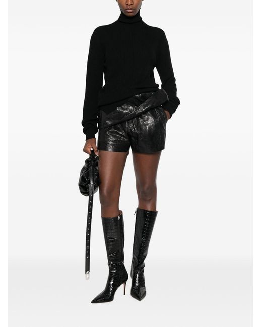 Rick Owens Black Wool Turtle-Neck Sweater