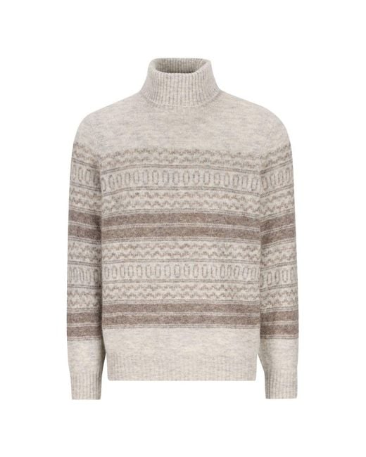 Brunello Cucinelli White Wool Turtle-Neck Jumper for men