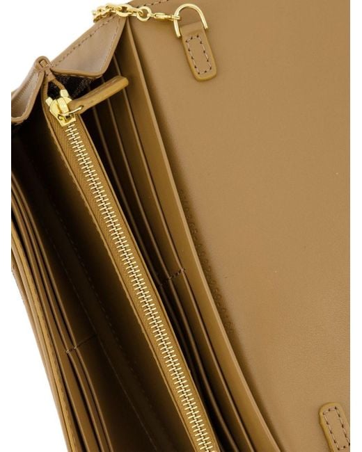 Fendi Brown Baguette Leather Wallet On Chain