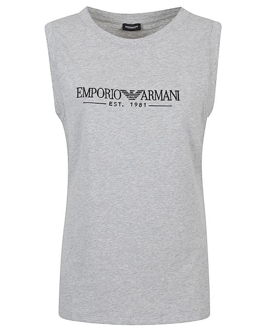 Emporio Armani Gray Cotton Blend Top
