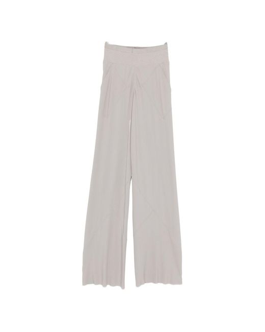 Rick Owens White Silk Blend Trousers