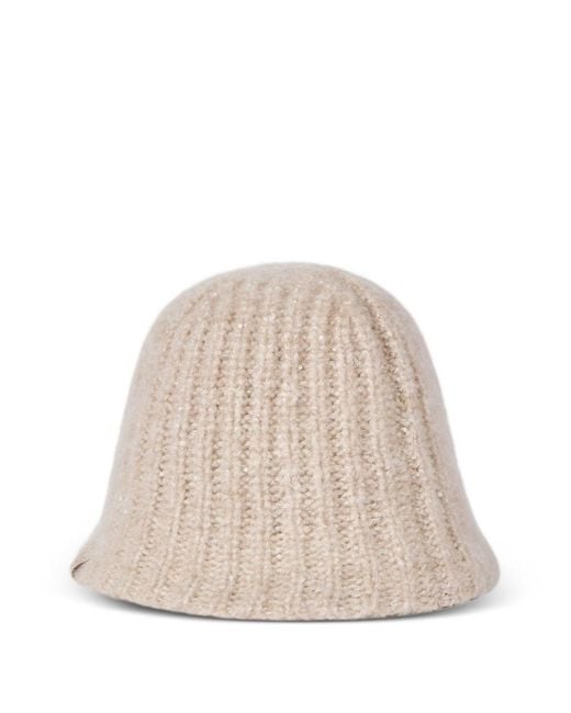 Brunello Cucinelli Natural Cashmere Knit Bucket Hat