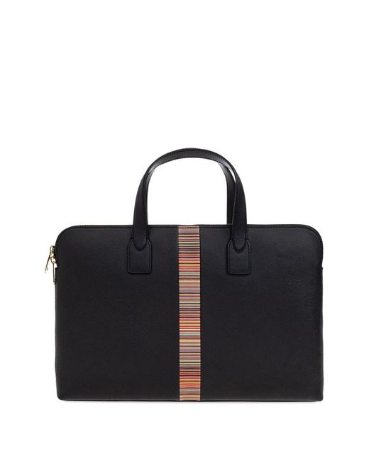 Paul Smith Black Signature Stripe Leather Handbag for men