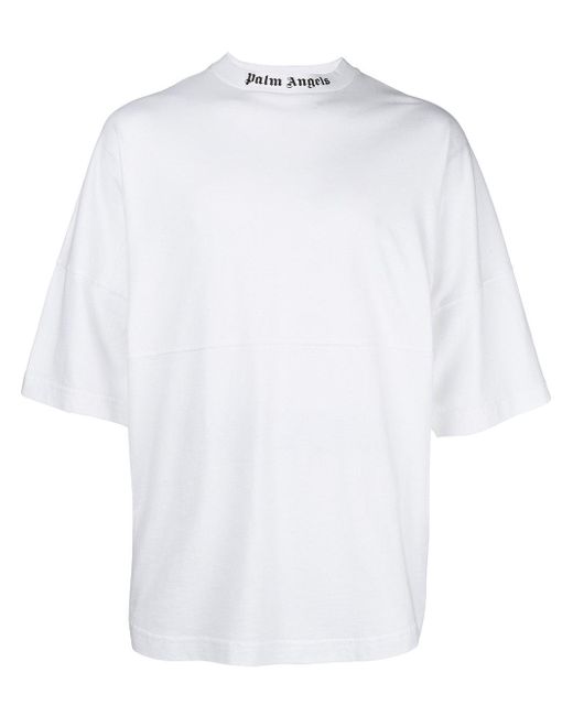 Palm Angels White Oversized Logo T-shirt for men