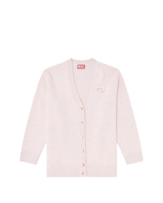 DIESEL Pink Logo Wool Blend Cardigan