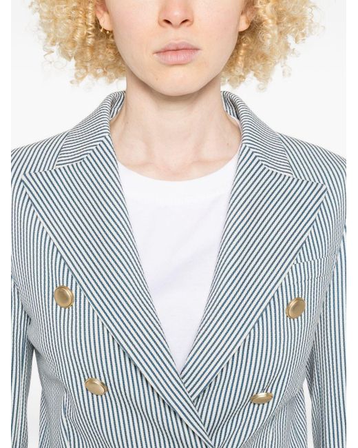 Circolo 1901 Blue Striped Double-Breasted Jacket