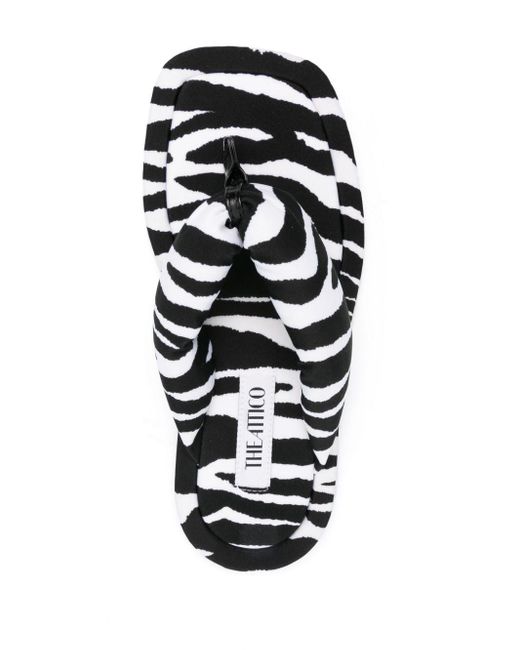 The Attico Black Indie Zebra Print Flat Thongs