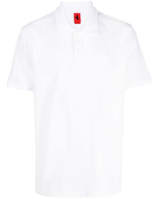Ferrari White Button-down Collar Polo Shirt for men