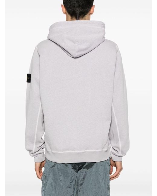 Stone Island Gray Hooded Sweatshirt With Compass Appliquã for men
