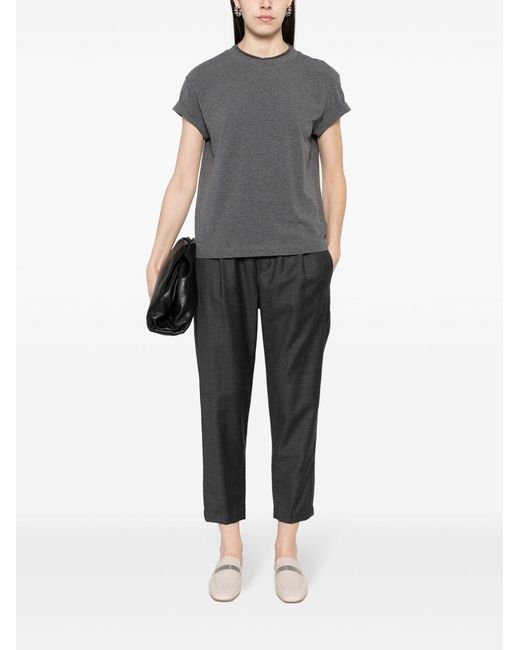 Brunello Cucinelli Gray Bead-embellished T-shirt