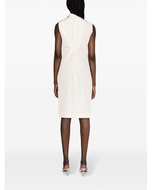 Prada White Logo-appliqué Faille Dress