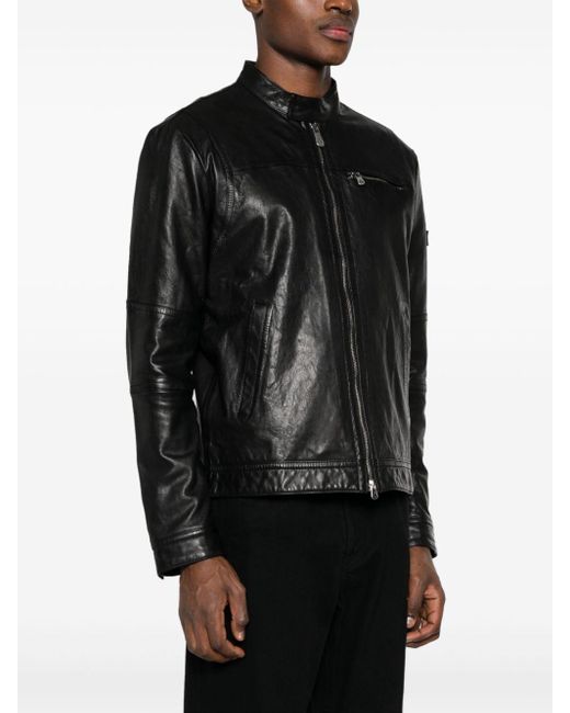 Peuterey Black Saguaro Leather Jacket for men