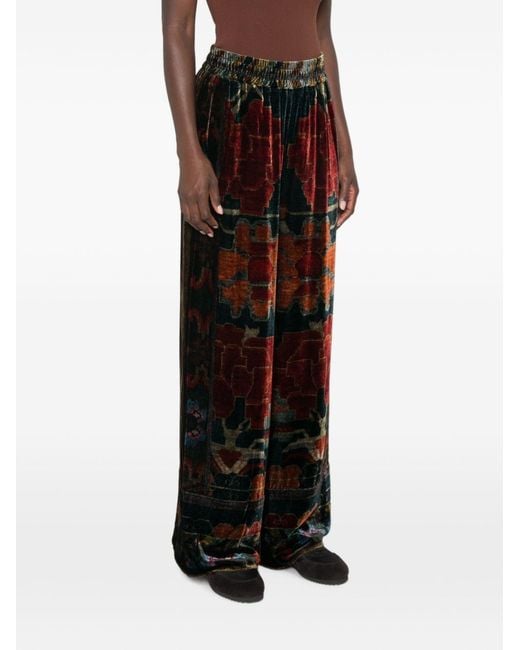 Pierre Louis Mascia Black Printed Wide-Leg Trousers