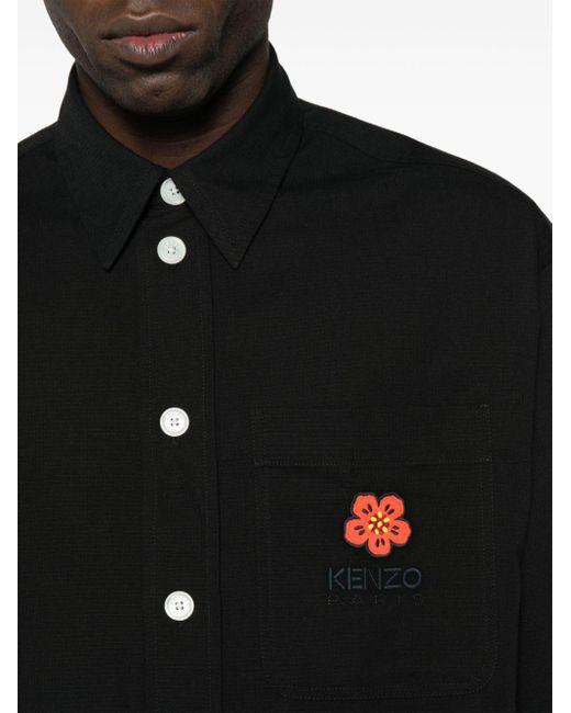 KENZO Black Boke Flower Cotton Shirt for men