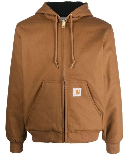 Carhartt Brown Canvas Hooded Jacket for men