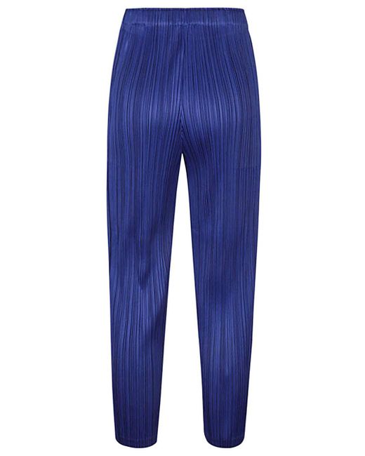 Pleats Please Issey Miyake Blue Pleated Cropped Trousers