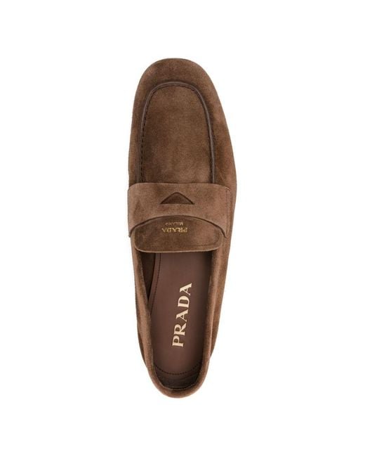 Prada Brown Suede Leather Loafers for men