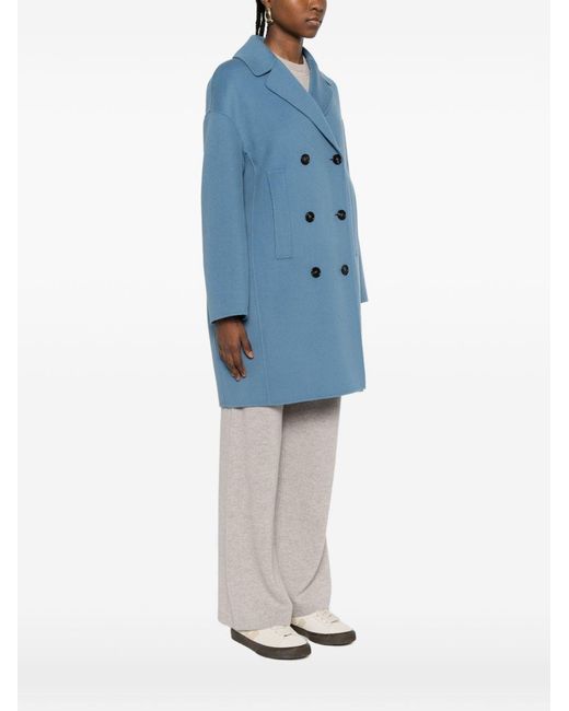 Max Mara Blue Wool Double-Breasted Coat