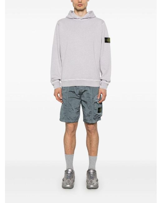 Stone Island Gray Hooded Sweatshirt With Compass Appliquã for men