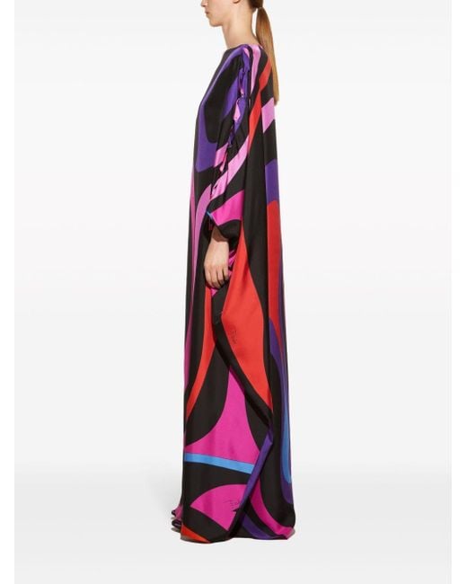 Emilio Pucci Red Printed Silk Caftan Dress