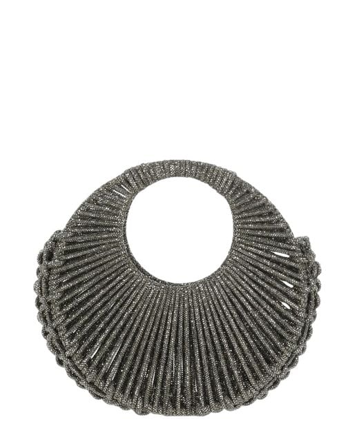 HIBOURAMA Gray Jaya Crystal-Embellished Woven Tote Bag