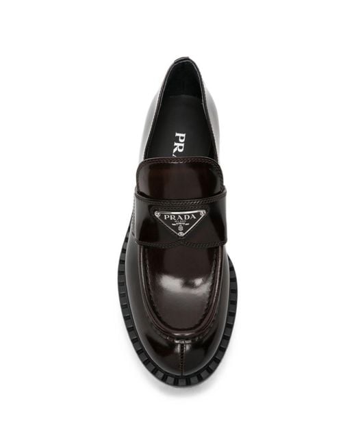 Prada Black Chocolate Leather Loafers