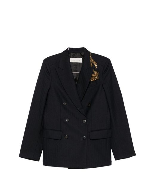 Dries Van Noten Black Barrysta Double-Breasted Jacket