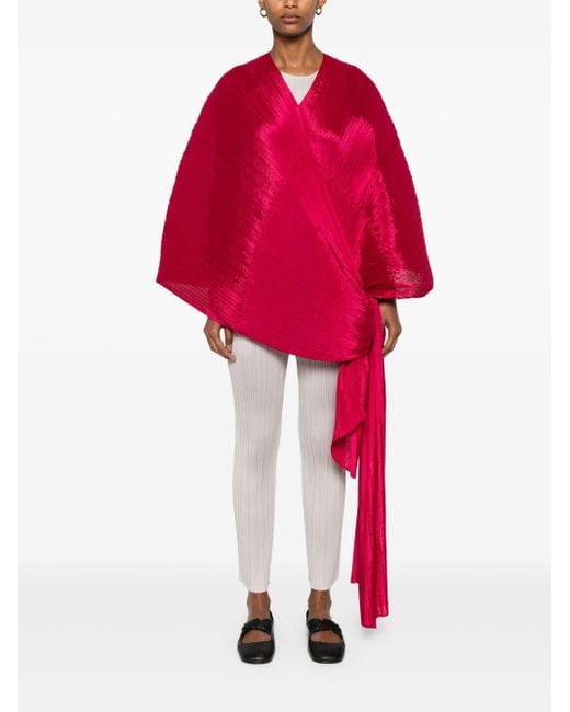 Sciarpa Madame T Plissé di Pleats Please Issey Miyake in Red
