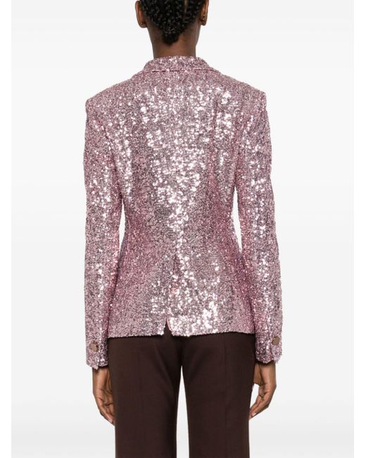 Tagliatore Pink Sequined Single-breasted Jacket