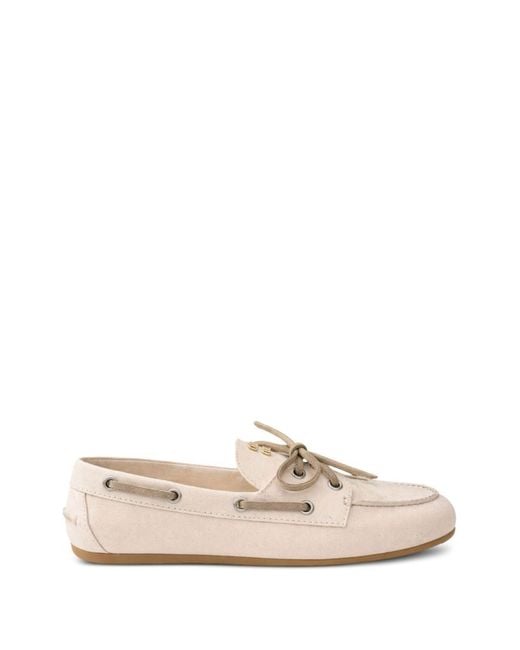 Miu Miu White Deck Canvas Loafers