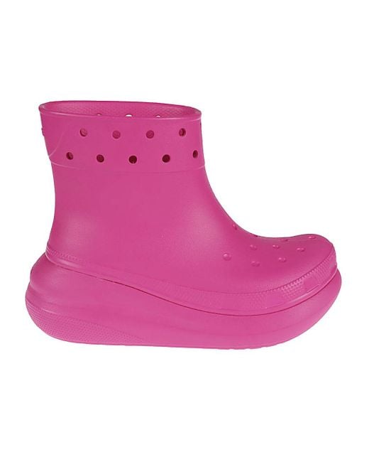 CROCSTM Pink Classic Crush Rain Boots