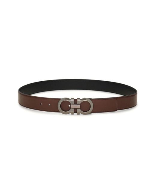 Ferragamo Brown Gancini Leather Belt for men