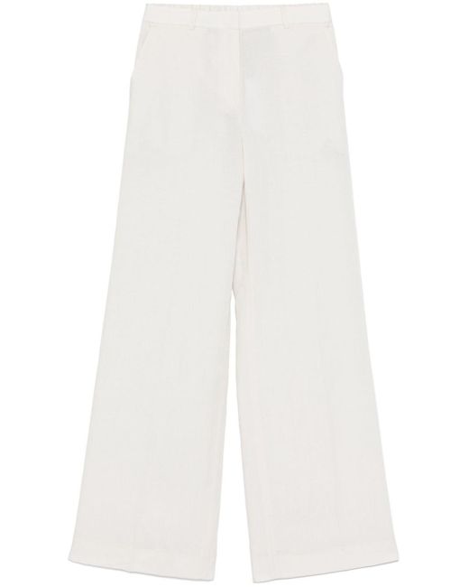 Calvin Klein White Linen Blend Wide Leg Pants