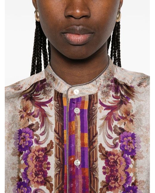Pierre Louis Mascia Pink Printed Silk Shirt