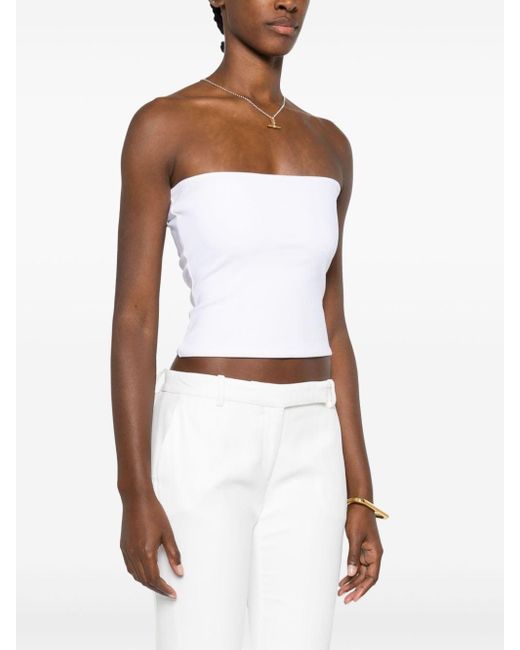 Wardrobe NYC White Strapless Cropped Top