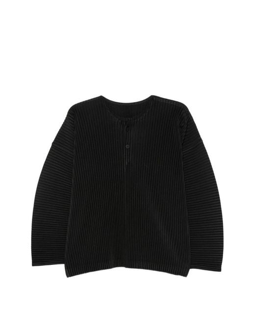 Homme Plissé Issey Miyake Black Pleated Top for men