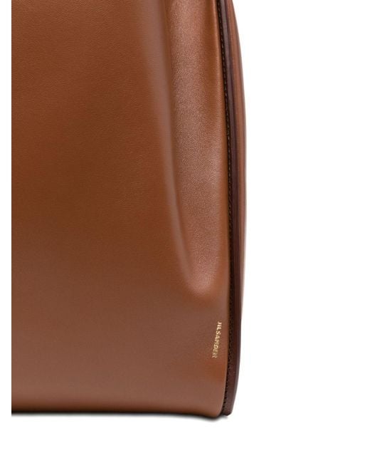 Jil Sander Brown Pivot Leather Tote Bag
