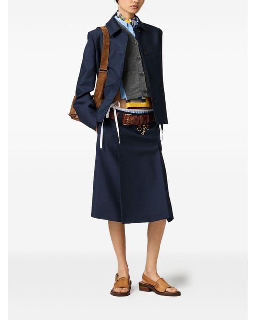 Miu Miu Blue Wool Midi Skirt