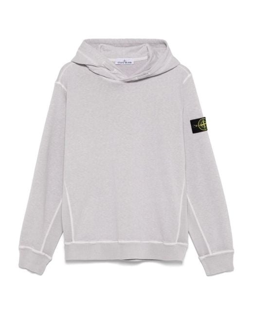 Stone Island Gray Hooded Sweatshirt With Compass Appliquã for men