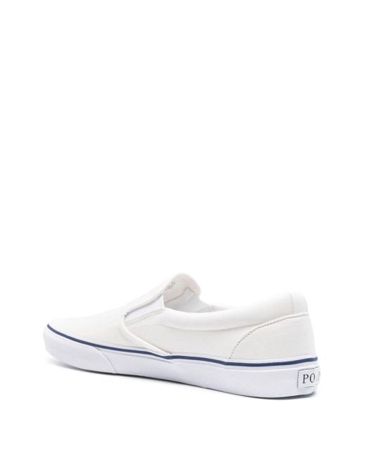 Polo Ralph Lauren White Keaton-Slip-Sneakers-Slip On Shoes for men