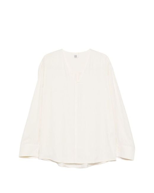 Totême White V-Necked Blouse